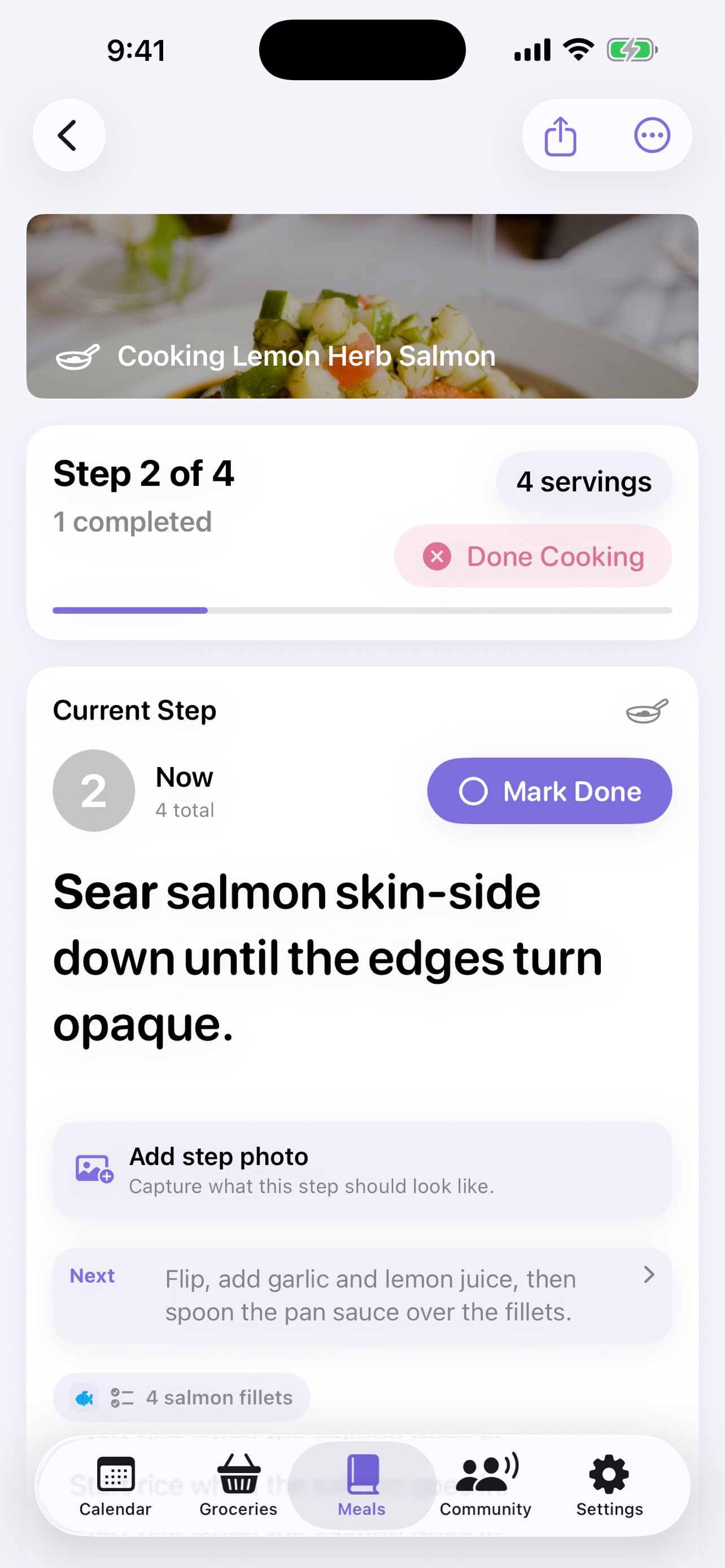 FigLeaf Cook Mode on iPhone with step-by-step instructions